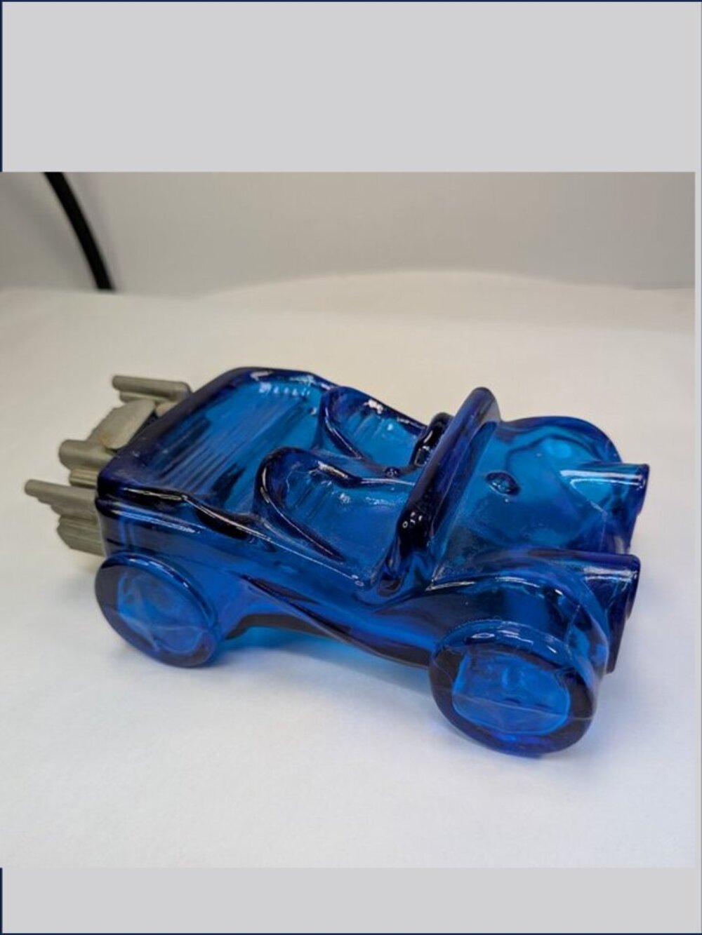 Vintage 1971 Avon Dune Buggy "Sports Rally" Blue Glass Decanter - 5 oz EMPTY